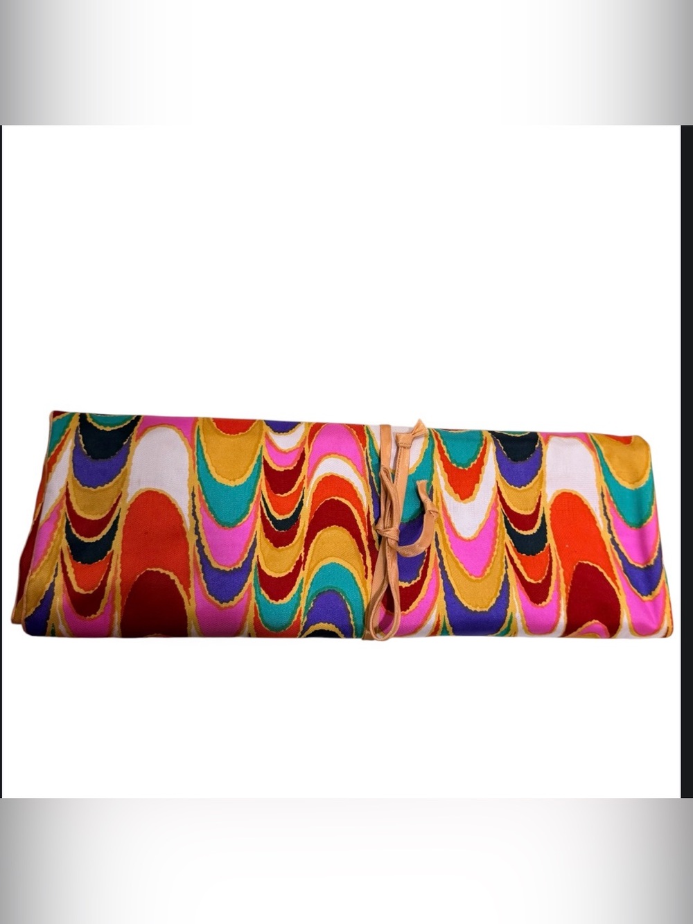 Vintage 60s silk makeup accessories clutch with clip and hooks